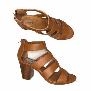 Style & Co Janinaa Brown Strappy Ankle Heels 7 New